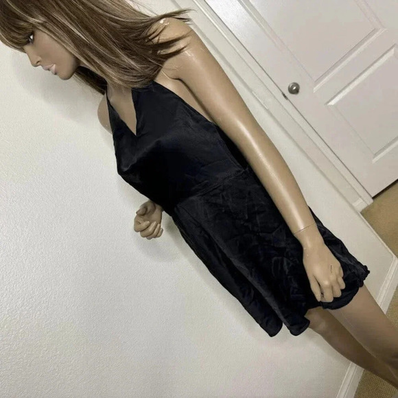 Zara Mini Dress Sz Large Halter Satin Black Cowl Sundress Night Slip Minimalist - Picture 12 of 12